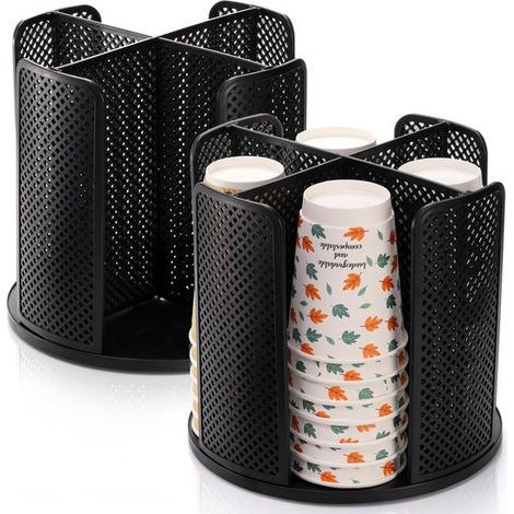 Set mit 2 Kaffeebecherspendern drehbarem Becher und Deckelhalter mit 4 Fächern Kunststoff und Papierbecherhalter für Büro Restaurant Pausenraum (1/5)