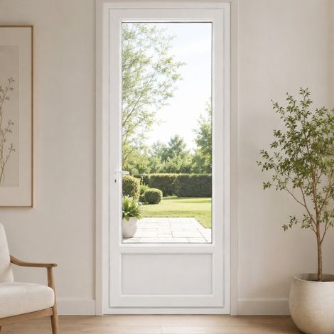Porte fenêtre PVC blanc 1 vantail hors tout H 218 x L 96 cm ouverture française pour pose en neuf - tirant droit