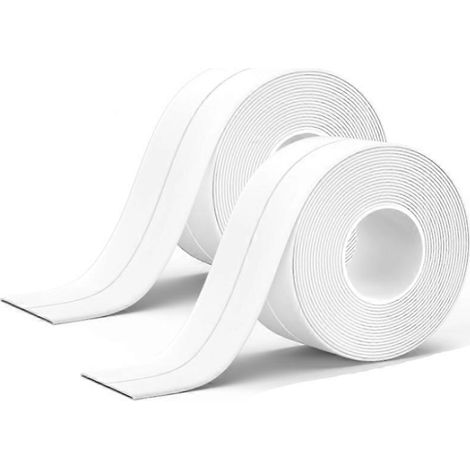 rouleaux de joint en silicone blanc pour salle de bain, ruban adhésif, bande d'étanchéité pour baignoire adaptée à de nombreuses occasions pour la cuisine ou la salle de bain (320 3,8 cm) (1/5)