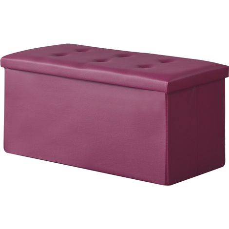 Hobag – Coffre de rangement pouf pliable 76cm – PVC – Couleur bordeau – Rangement esthétique et pratique pour intérieur