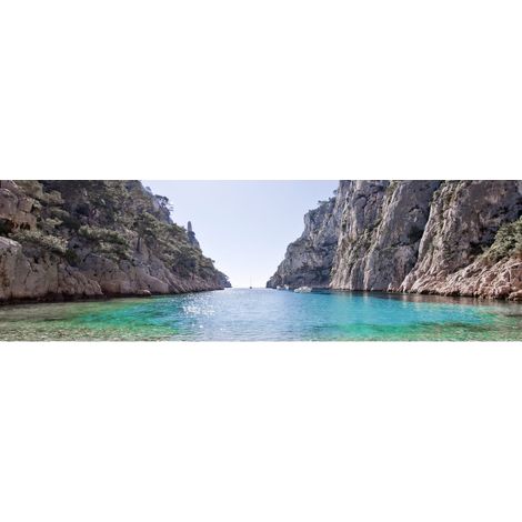 Tableau sur toile calanque d'En Vau 30x97 cm - Impression sur Toile Murale Décorative - Image imprimée en HD sur Toile - Toile sur Châssis en Bois FSC - Fabriqué en France (1/4)