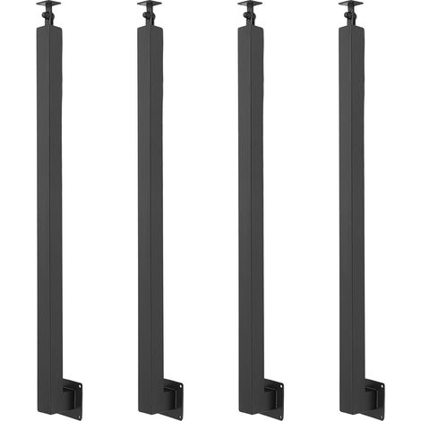 4 poteaux de balustrade d'escalier carrés à montage latéral de 90 cm — Poteaux de balustrade métalliques réglables à 270°, poteaux en fer forgé adaptés aux terrasses, balcons (1/5)