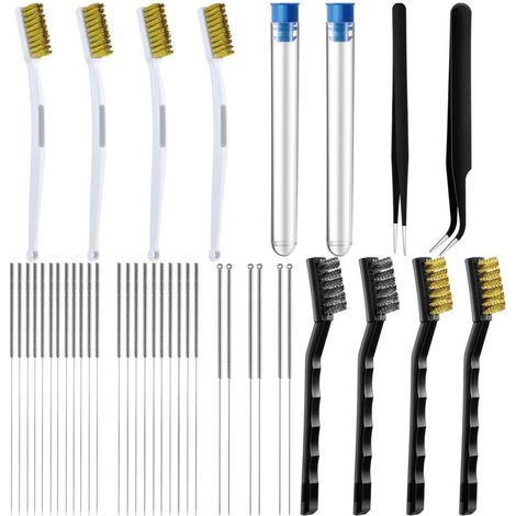 Kit de limpieza de boquillas para impresoras 3D de 40 piezas, que incluye 28 agujas con cepillos de cobre y alicates. (1/5)