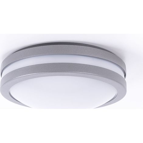 Applique da esterno lampada da esterno lampada da parete plafoniera plafoniera casa parete, comando vocale timer dimmerabile IP44, acciaio argento, 1x LED 14W 1440Lm 3000K, DxH 26x9.5cm (1/5)