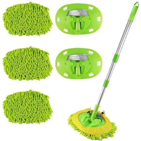 118CM Brosse Lavage Voiture Extérieur Telescopique de Nettoyage Kit,2 en 1 Brosse Telescopique de Nettoyage Camping Car, AVCE 3 Balai/2 Housse de Rechange, pour Caravane, Camion, Voitures (1/4)