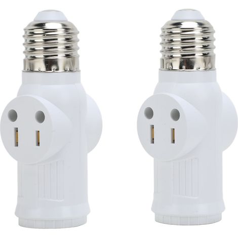 2 Stück 3-poliger Lampenfassungsadapter, weißer E26-Glühbirnenadapter, 0 auf 125 V AC, Konverter (1/5)
