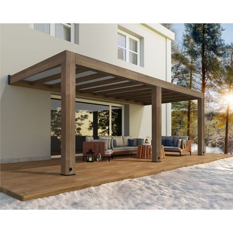 Palram - Canopia – Pergola en bois de cèdre 3 x 6,6 m – Design moderne avec gouttières intégrées – Résistante aux intempéries et facile à installer
