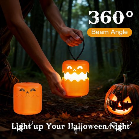 Tragbare Halloween Kürbis Laterne Faltbar mit Kordel Doppelter Ausdruck Party Deko (1/5)
