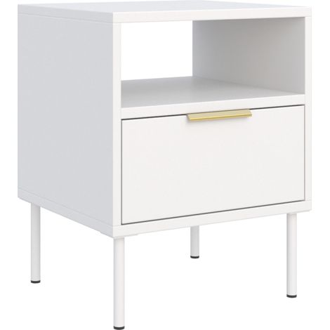 Selsey Vena – Nachttisch mit Schublade und Nische, Weiß, 45 cm (1/5)