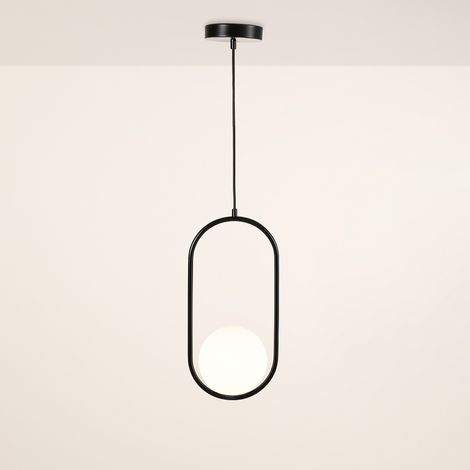 Lámpara Colgante Bola Cristal "JOHN" - E27 - Ø 15cm - Negro (1/5)