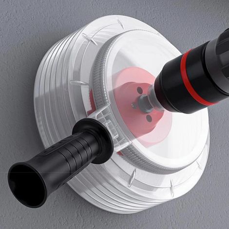 Cache-poussière multifonctionnel pour perceuses électriques, idéal pour percer les panneaux, les plaques de plâtre et les murs. (1/5)