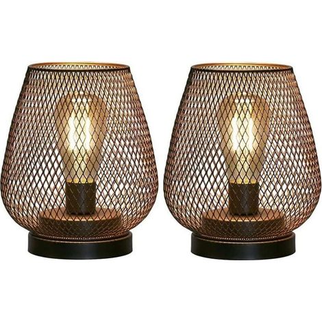 RHG Designer-Nachttischlampe, batteriebetriebene Tischlampen für den Außenbereich, Set mit 2 Tischlampen mit Metallkäfig, kabellose Wohnzimmerlampen für Hochzeiten, Partys und Terrassen, geeignet für (1/5)
