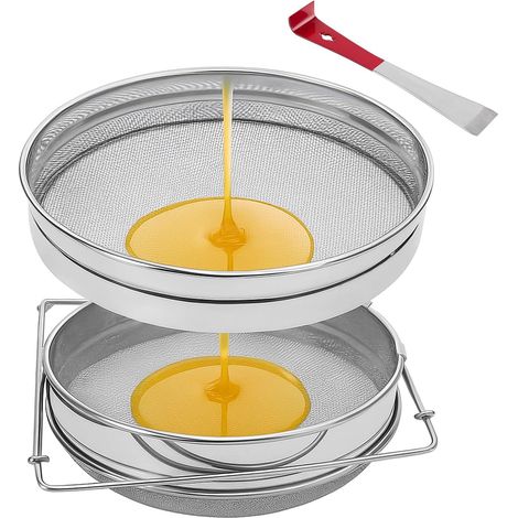 Passoire à miel double en acier inoxydable pour seau de 18 litres, extracteur de miel avec bras extensibles jusqu'à 41,9 cm, équipement d'apiculture (1/5)