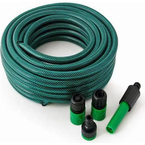 Tuyau d'arrosage en PVC de 5 m/10 m/15 m/20 m/30 m/50 m, tuyau d'arrosage flexible de 1,27 cm avec raccords de buse de pulvérisation pour extérieur/cour/pelouse/bateau (vert, 10 m)