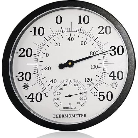 Grand thermomètre 2 en 1 pour l'intérieur et extérieur - Analogique - 25,4 cm - Avec hygromètre (1/5)