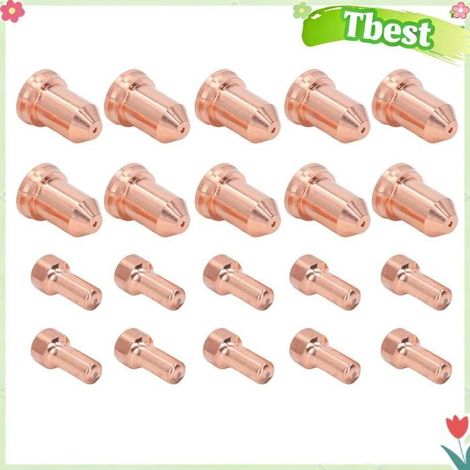 Tbest Ensemble d'électrodes de buses de torche de découpe plasma 20pcs Électrode Buse Tip Set 1mm pour 80, outillage station