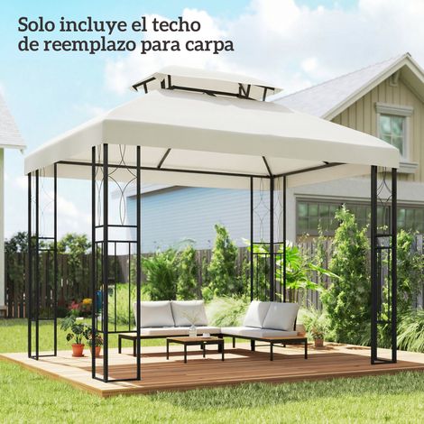 Auvent remplacement 4x3m double trou drainage toit protection UV uniquement sans cadre, crème