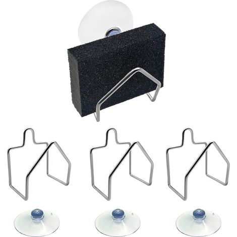 Porta spugna da cucina in acciaio inox, supporto per spugna in acciaio inox, porta spugna da bagno con ventosa per strofinaccio, copri lavello, confezione da 4 saponette