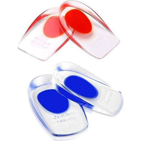2 paires de coussinets de talon en gel silicone, supports soulageant le tendon d’Achille et semelles intérieures (1/4)