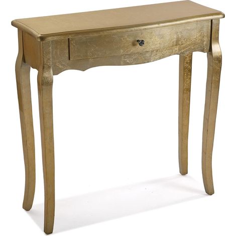 Meuble d'Entrée Étroit pour Entrée ou Couloir, Table Console, avec 1 tiroir, Dimensions (H x l x L) 80 x 30 x 80 cm, Bois, Couleur: Doré (1/5)