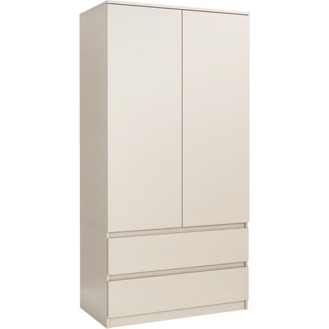 Armoire 2 portes avec 2 tiroirs, 180 x 90 x 50 cm, design moderne, grand espace de rangement (1/5)