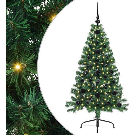Sapin de Noël artificiel pré-illuminé, vert, 120 cm, en PVC (1/5)