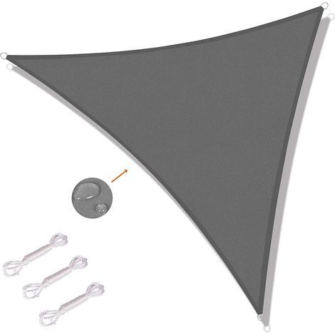 Voile d'ombrage triangulaire 5x5m en canevas imperméable – Protection anti-UV pour jardin et terrasse – Installation facile avec kit de fixation (1/5)