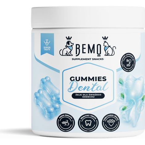 Bemo Gummies Dental: gomitas complementarias que favorecen la higiene bucal de perros y gatos.
