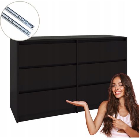 Cassettiera con 6 cassetti Colore: Nero - Funzionalità e stile 120x75,2x43 cm (1/5)