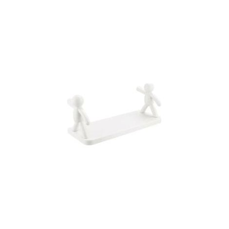 Mensola da parete a forma umana per bagno, foro incluso, mensola da parete per cucina, organizer per bottiglie di aceto e condimenti, colore bianco, 33x12,7 cm - Crezuo (1/4)