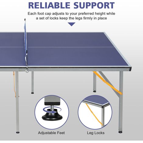 Table de tennis pliable portable professionnelle, format moyen 182x91 cm, avec filet, 2 raquettes et 4 balles, idéale adultes et ados, montage facile, usage intérieur/extérieur (1/5)