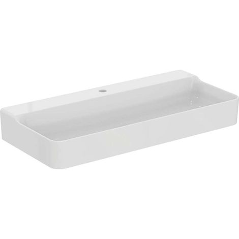 Lavabo CONCA 1000x450x165mm, bianco sabbiato 1 foro, senza troppopieno IDEAL STANDARD (1/5)