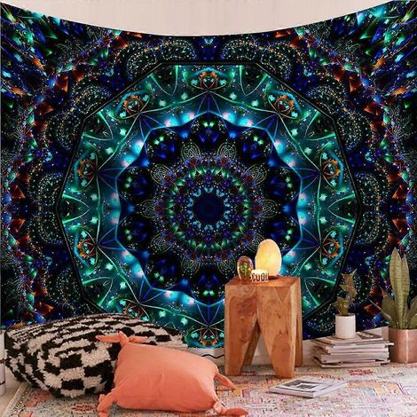 Tapisserie murale indienne mandala, jeté de plage, couverture, matelas de voyage, tapisserie bohème, décoration murale