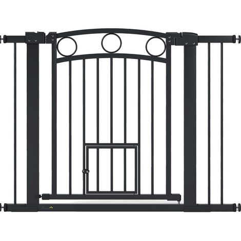 Cancelletto per animali 77 cm, larghezza 76-104 cm, porticina per gatti, nero (1/3)