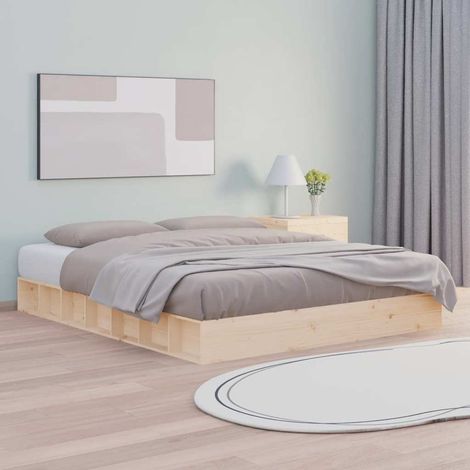 Cadre de lit 120 x 200 cm en pin massif avec sommier à lattes, sans matelas, 31.5kg - PANGIVO (1/5)