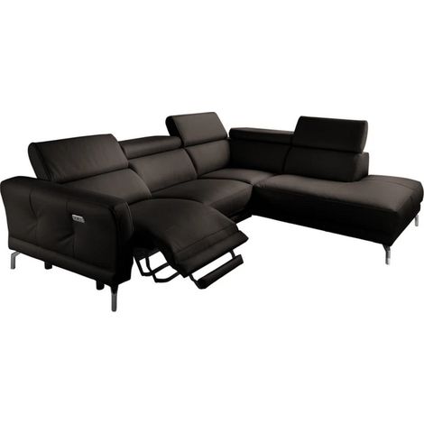 Canapé d'angle relax en 100% tout cuir épais de luxe italien avec relax électrique, 5/6 places DALI, chocolat, angle droit (1/5)