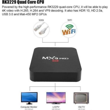 Smart-TV-Box – MXQ PRO 4K RK3229 – 4 GB RAM – 64 GB ROM – WLAN, Bluetooth – Android 7.1 (1/5)