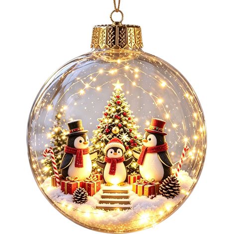 Boule de Noël lumineuse en acrylique, boule de cristal artisanale de style américain, décoration de Noël à suspendre pour la maison (1/5)