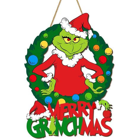 Déco de porte de Noël, panneau suspendu en bois, Joyeux Noël ornement mural pour porte d’entrée, guirlande en bois, décoration extérieure et intérieure, accroche-porte, fournitures de fête Xmas, 1 piè (1/5)