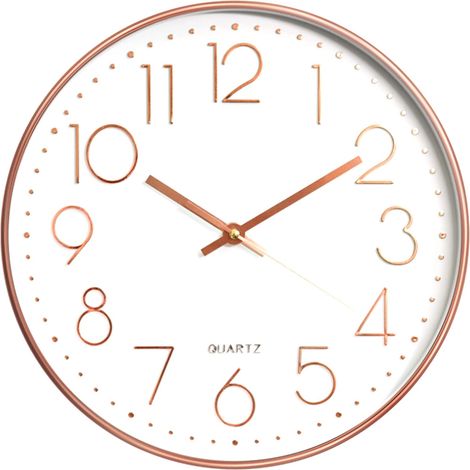 Ahlsen 30 cm große, geräuschlose, nicht tickende Wanduhr, dekorativ für Küche, Wohnzimmer, Schlafzimmer, Büro (Roségold) (1/5)