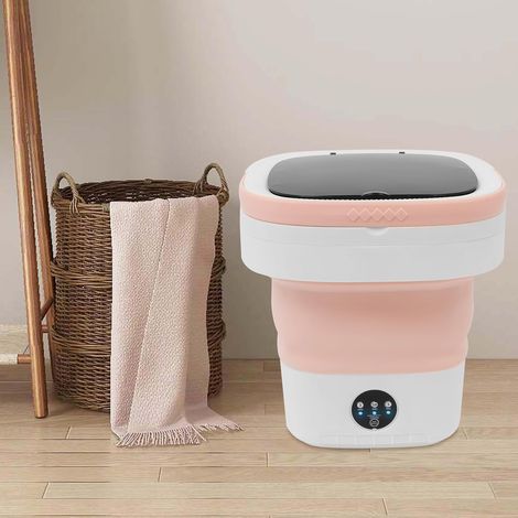 Mini machine à laver pliable 12 l 36 W avec 3 modes de nettoyage, raccord de drainage et tuyau, pour vêtements de bébé, sous-vêtements ou chaussettes rose (1/5)