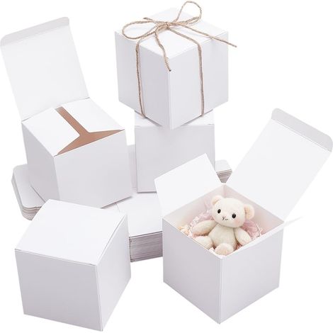 30pcs White Small Paper Gift Box Mini Cardboard Box with Lid Kraft Paper Gift Box for Wedding Party Birthday Gift 9x9x9cm (1/5)