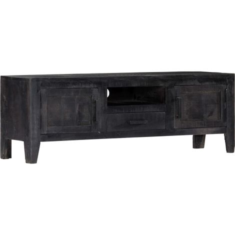 TV-Schrank Schwarz 118x30x40 cm Massivholz Mango vidaXL (1/5)