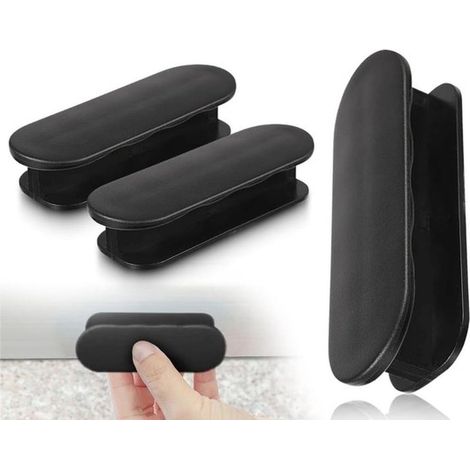 Set di 2 pomelli neri autoadesivi per porte del balcone, facili da applicare e resistenti, per una presa extra e una maggiore praticità d'uso. (1/5)