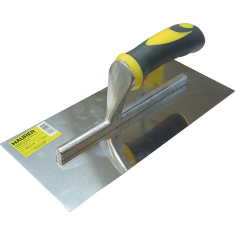 FRATTONE IN ACCIAIO INOX 280X120 MM-MANICO GOMMA- MAURER -EDILIZIA COSTRUZIONI