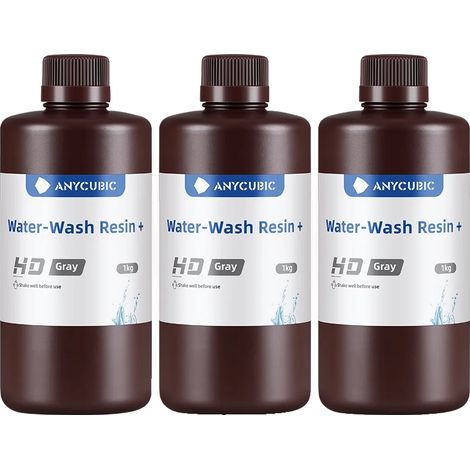 Resina para impresión 3D, fórmula de curado rápido, rendimiento de alta precisión, HD Grey Water 3 KG (1/2)