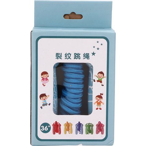 Corde à sauter en bois réglable pour enfants et adultes, jouet éducatif de fitness bleu. (1/5)