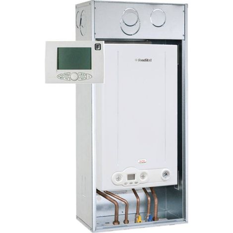 Fondital Caldaia a Condensazione ad Incasso Ischia IN KC 24 Kw Metano Kit Scarico Fumi  ADATTATORE SDOPPIATO - METANO - 24 Kw