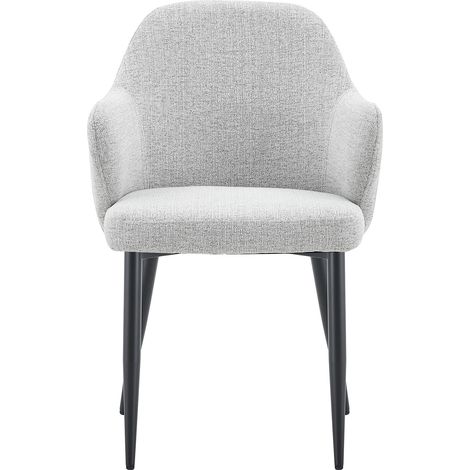 Lot de 2 chaises de salle à manger en tissu gris clair, dossier enveloppant, pieds croisés en métal noir, pour petits espaces, style moderne - CHICFURN (1/5)