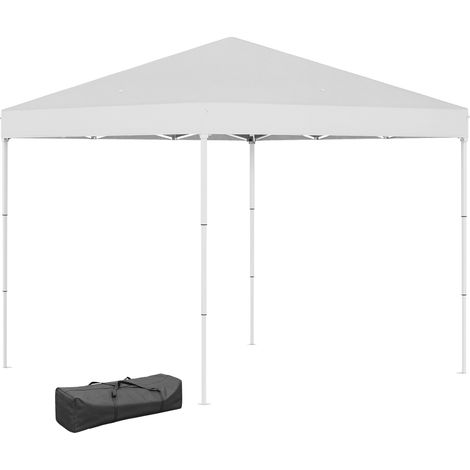 Tonnelle pliante étanche 2,5 x 2,5 m avec cordes et piquets, structure en acier et toile Oxpourd, blanche